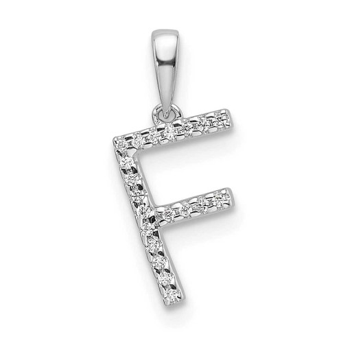 Image of 14K White Gold Diamond Letter F Initial Pendant PM9798F-006-WA