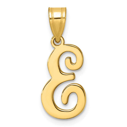 Image of 14K Yellow Gold Script Letter E Initial Pendant YC1540E