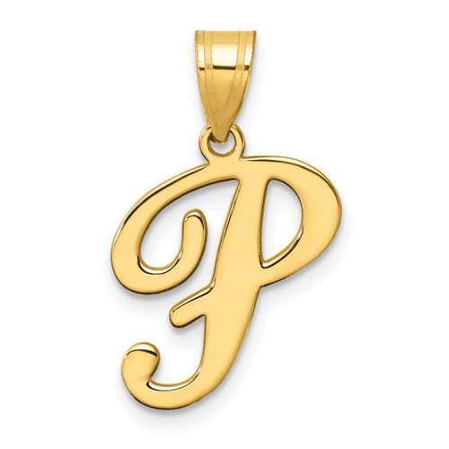 Image of 14K Yellow Gold Script Letter P Initial Pendant YC1540P