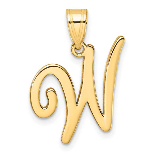 Image of 14K Yellow Gold Script Letter W Initial Pendant YC1540W