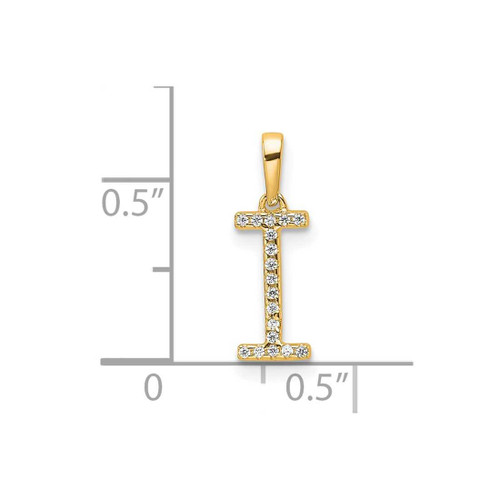 Image of 10k Yellow Gold Diamond Letter I Initial Pendant PM9798I-005-1YA