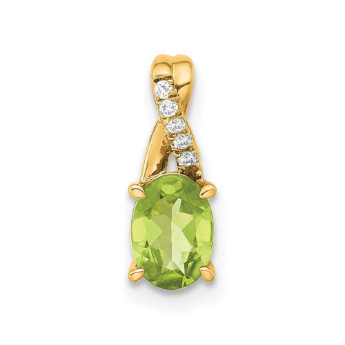 Image of 14K Yellow Gold Oval Peridot and Diamond Pendant PM4235-PE-003-4YA