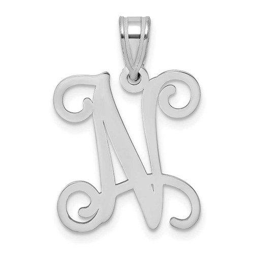 Image of Sterling Silver Rhodium-plated Letter N Initial Pendant XNA518SS/N