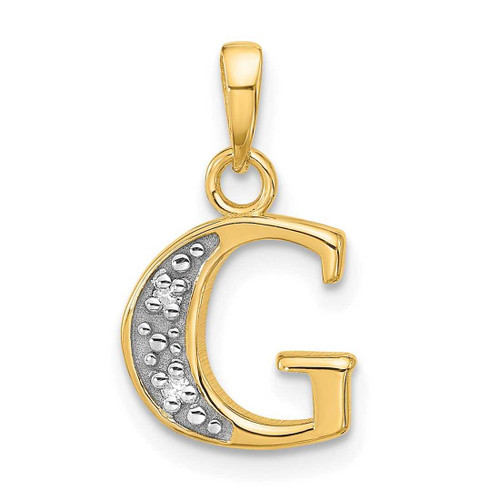 Image of 14K Yellow Gold with Rhodium Diamond Letter G Initial Pendant YC1541G