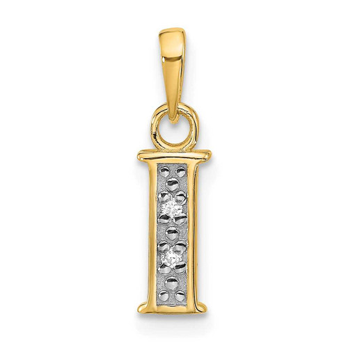 Image of 14K Yellow Gold with Rhodium Diamond Letter I Initial Pendant YC1541I