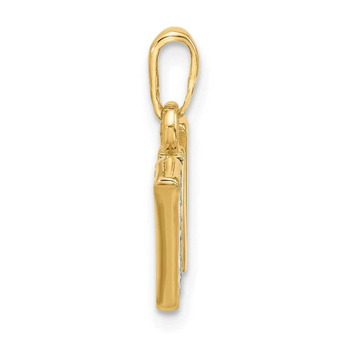 Image of 14K Yellow Gold with Rhodium Diamond Letter W Initial Pendant YC1541W
