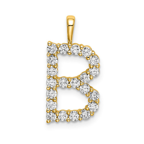 14k Yellow Gold Large Initial B Diamond Pendant