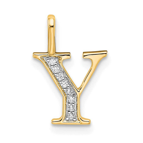 Image of 10k Yellow Gold Diamond Letter Y Initial Pendant