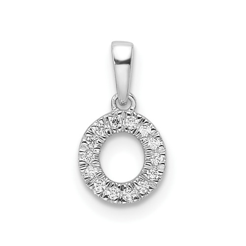 14K White Gold Diamond Letter O Initial with Bail Pendant
