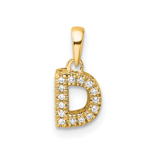 10k Yellow Gold Diamond Letter D Initial with Bail Pendant