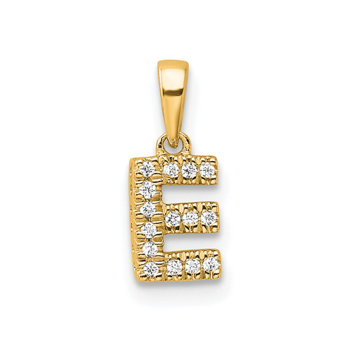 10k Yellow Gold Diamond Letter E Initial with Bail Pendant