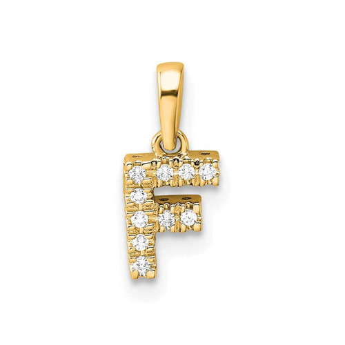 Image of 10k Yellow Gold Diamond Letter F Initial with Bail Pendant
