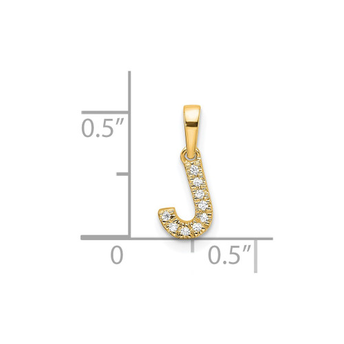 10k Yellow Gold Diamond Letter J Initial with Bail Pendant