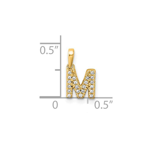 Image of 10k Yellow Gold Diamond Letter M Initial with Bail Pendant