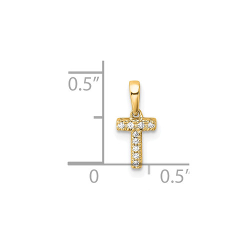 Image of 10k Yellow Gold Diamond Letter T Initial with Bail Pendant