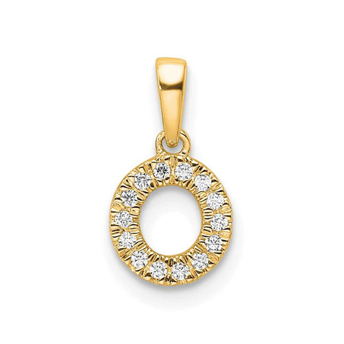 Image of 14K Yellow Gold Diamond Letter O Initial with Bail Pendant
