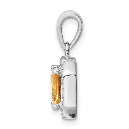 Sterling Silver Rhodium-plated Clear CZ and Square Yellow CZ Pendant