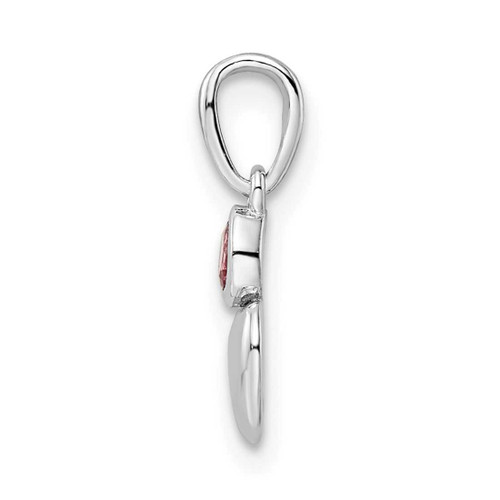 Image of Sterling Silver Rhodium-plated Polished Pink Tourmaline Heart Pendant