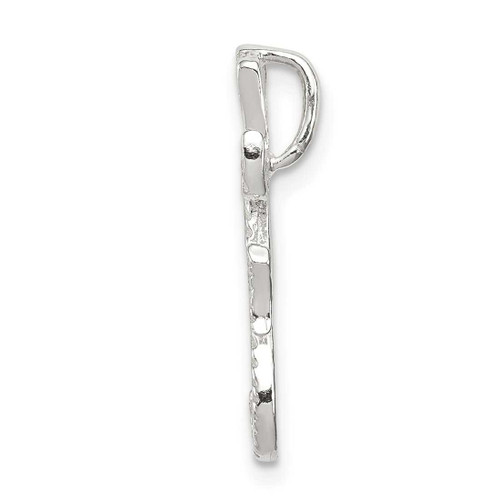 Image of Sterling Silver Polished & Textured Letter F Initial Chain Slide Pendant