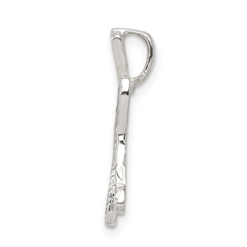 Image of Sterling Silver Polished & Textured Letter H Initial Chain Slide Pendant