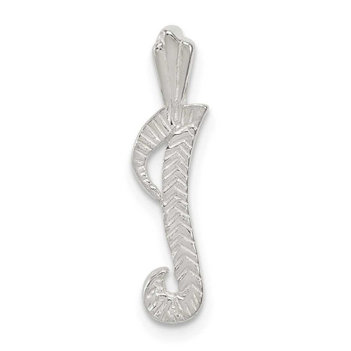 Image of Sterling Silver Polished & Textured Letter I Initial Chain Slide Pendant