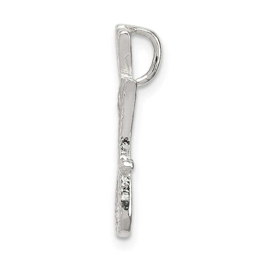 Image of Sterling Silver Polished & Textured Letter J Initial Chain Slide Pendant