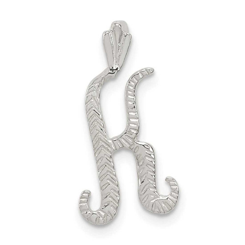 Image of Sterling Silver Polished & Textured Letter K Initial Chain Slide Pendant
