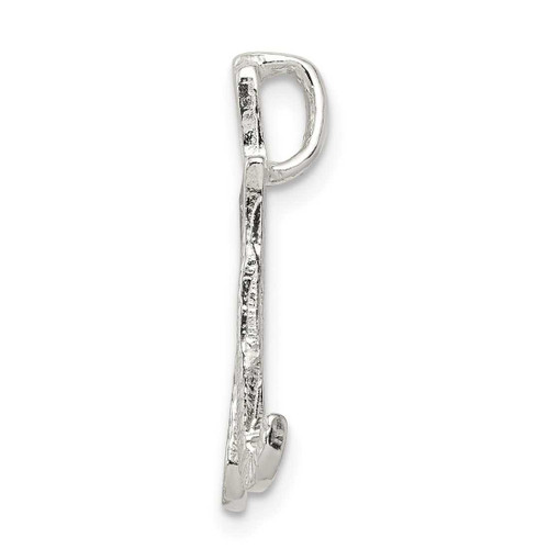 Image of Sterling Silver Polished & Textured Letter M Initial Chain Slide Pendant
