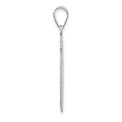 Image of Large Sterling Silver Rhodium-plated Fancy Script Letter V Initial Pendant