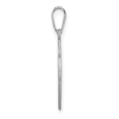 Image of Small Sterling Silver Rhodium-plated Fancy Script Letter N Initial Pendant