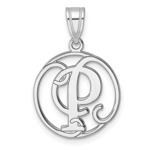 Image of Small Sterling Silver Rhodium-plated Fancy Script Letter P Initial Pendant