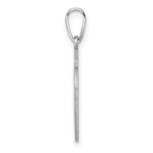 Image of Small Sterling Silver Rhodium-plated Fancy Script Letter U Initial Pendant