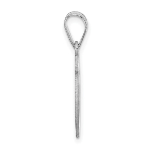 Image of Small Sterling Silver Rhodium-plated Fancy Script Letter V Initial Pendant
