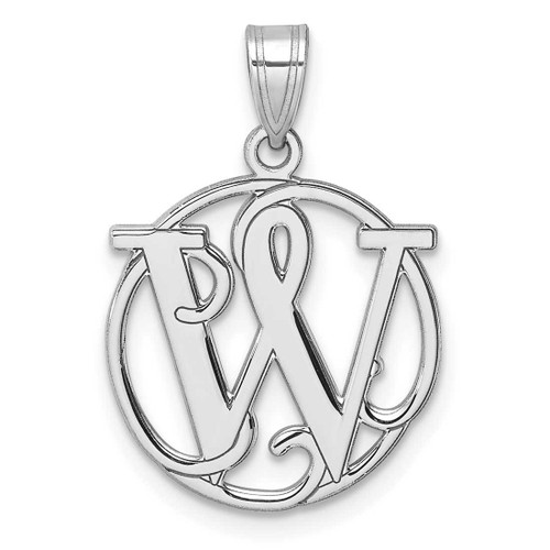 Image of Small Sterling Silver Rhodium-plated Fancy Script Letter W Initial Pendant