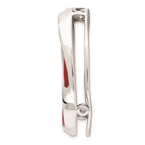Sterling Silver Stackable Expressions Medium Red Enameled Chain Slide Pendant