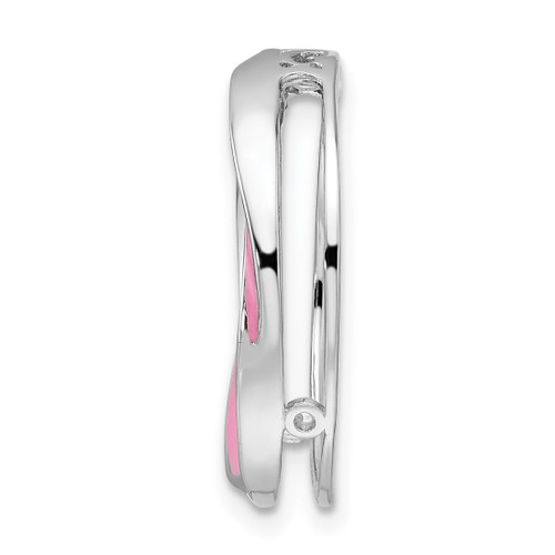 Sterling Silver Stackable Expressions Medium Pink Enameled Chain Slide Pendant
