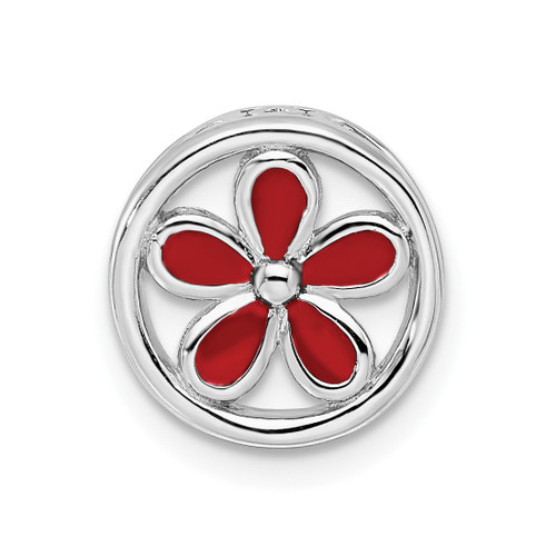 Sterling Silver Stackable Expressions Sm Red Enameled Flower Chain Slide Pendant
