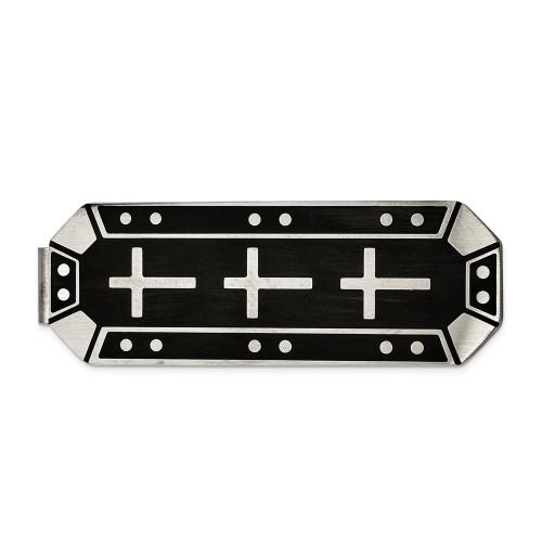 Stainless Steel Cross, Money Clip, Key Chain & Cuff Link w/ Black IP Box Set