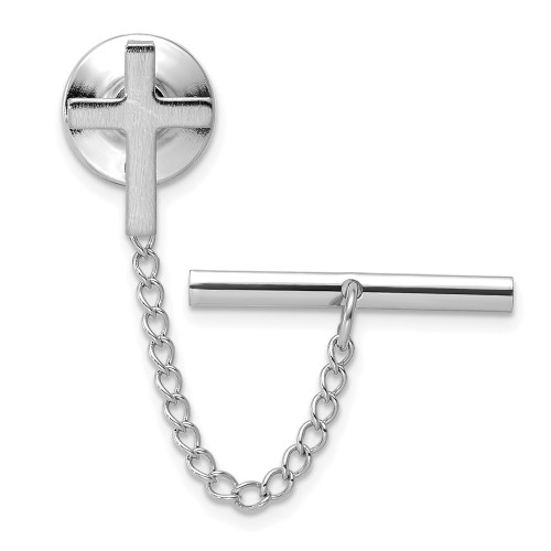 Kelly Waters Rhodium-plated Polished Cross Tie Tac