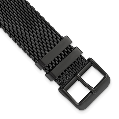 20mm PVD Black Stainless Steel Mesh 2-Piece Watch Strap