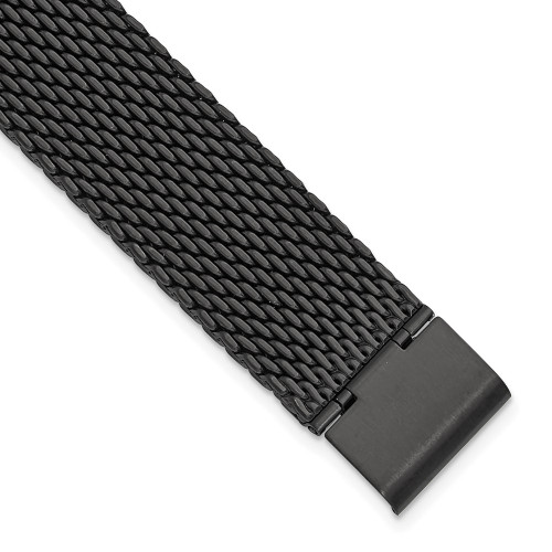 20mm PVD Black Stainless Mesh w/Deployment Clasp Watch Strap