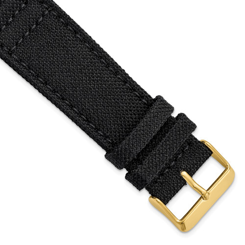 24mm Black Canvas/Leather Lining Gold-tone Buckle Watch Band