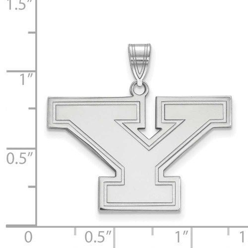 Image of 10K White Gold Youngstown State University Large Pendant by LogoArt (1W002YSU)