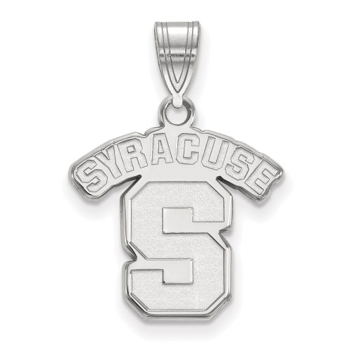 10K White Gold Syracuse University Medium Pendant by LogoArt (1W003SYU)