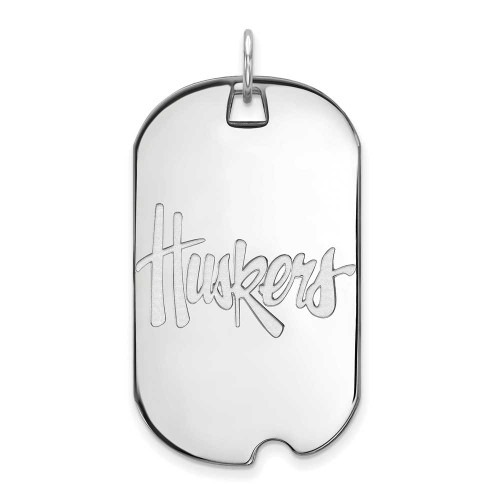 Image of 10K White Gold University of Nebraska Large Dog Tag by LogoArt (1W014UNE)