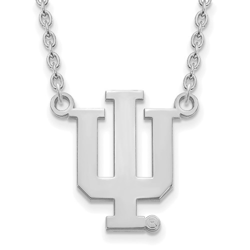 18" 10K White Gold Indiana University Large Pendant w/ Necklace LogoArt (1W016IU-18)