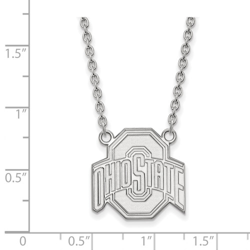 18" 10K White Gold Ohio State University Large Pendant Necklace LogoArt 1W016OSU-18