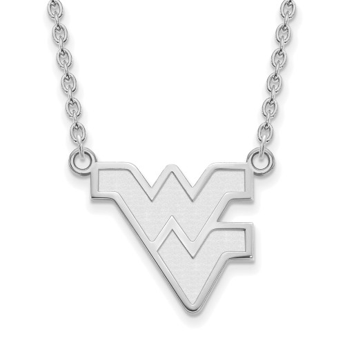18" 10K White Gold West Virginia University Lg Pendant Necklace LogoArt 1W016WVU-18