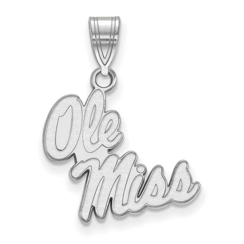 Image of 10K White Gold University of Mississippi Medium Pendant by LogoArt (1W045UMS)