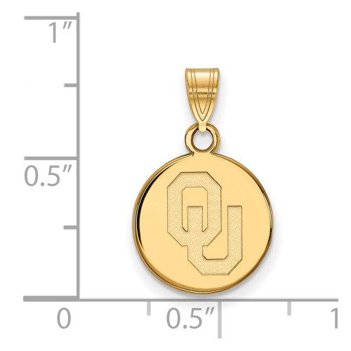 10K Yellow Gold University of Oklahoma Small Disc Pendant by LogoArt (1Y034UOK)
